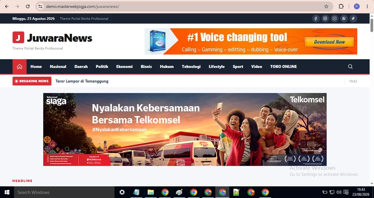 Demo Paket Website Portal Berita JuwaraNews
